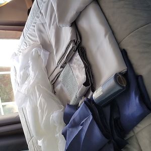 Navy and Silver table clothes and runners used for wedding